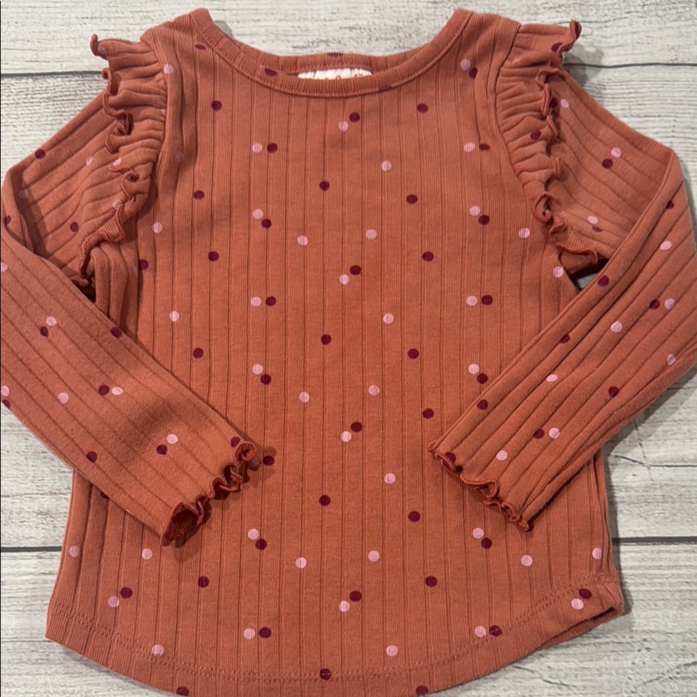 Cat & Jack Long Sleeve Ribbed Tee with Ruffles